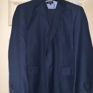 Men suit with jacket vest and pants navy blue